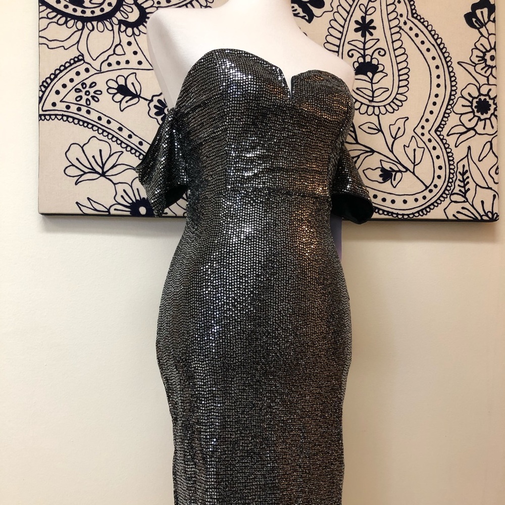 🆕Silver Sparkle Glamorous Trendy Party Dress - Picture 5 of 8